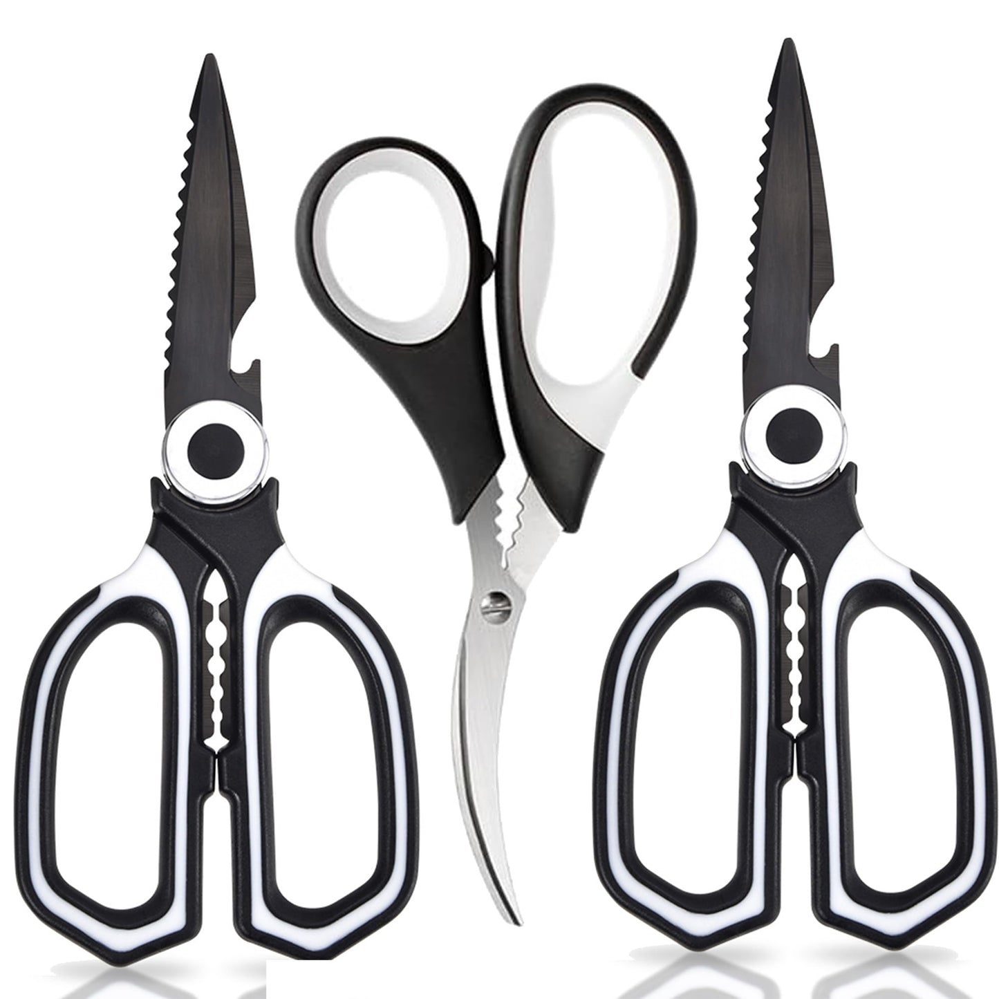 OMDAR 3 Pack Kitchen Scissors & Seafood Scissors Set, Sharp Kitchen Shears
