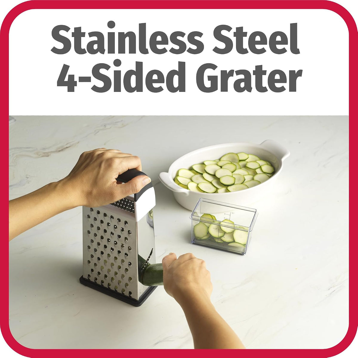 GoodCook Touch 4-sided Box Grater, Stainless Steel Blades with Collection Cup Included