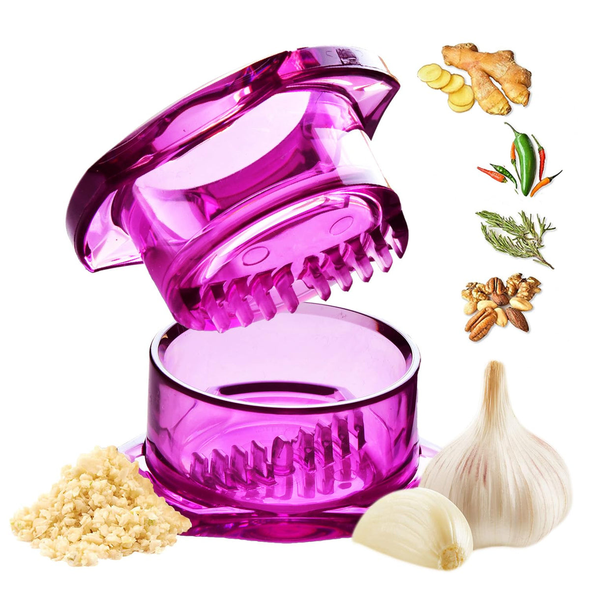 NexTrend Garlic Twister 4th Gen, clear manual garlic mincer for ginger, herbs and nuts