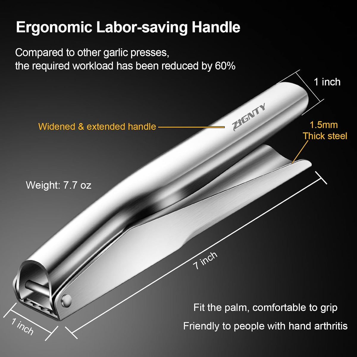 Garlic Press Stainless Steel, Garlic Mincer Tool No Need to Peel