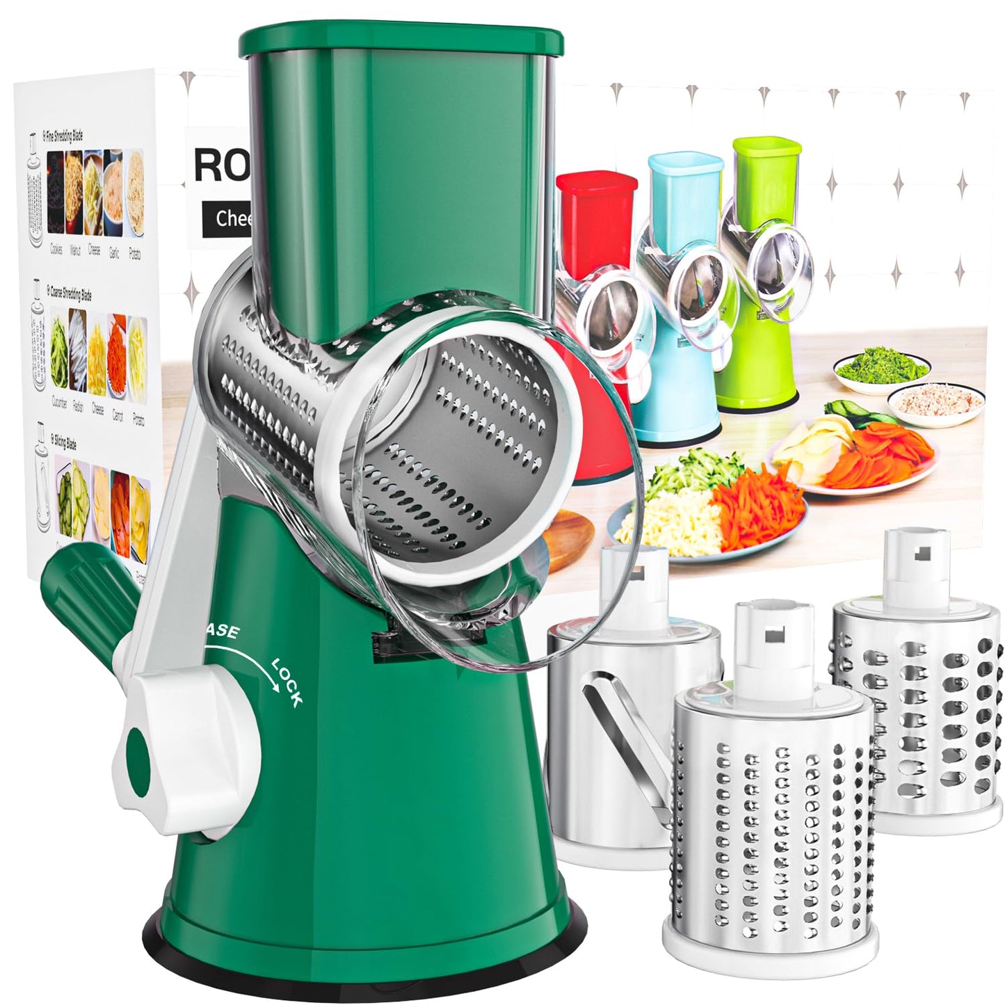 Cambom Rotary Cheese Grater Hand Crank Cheese Shredder, Black