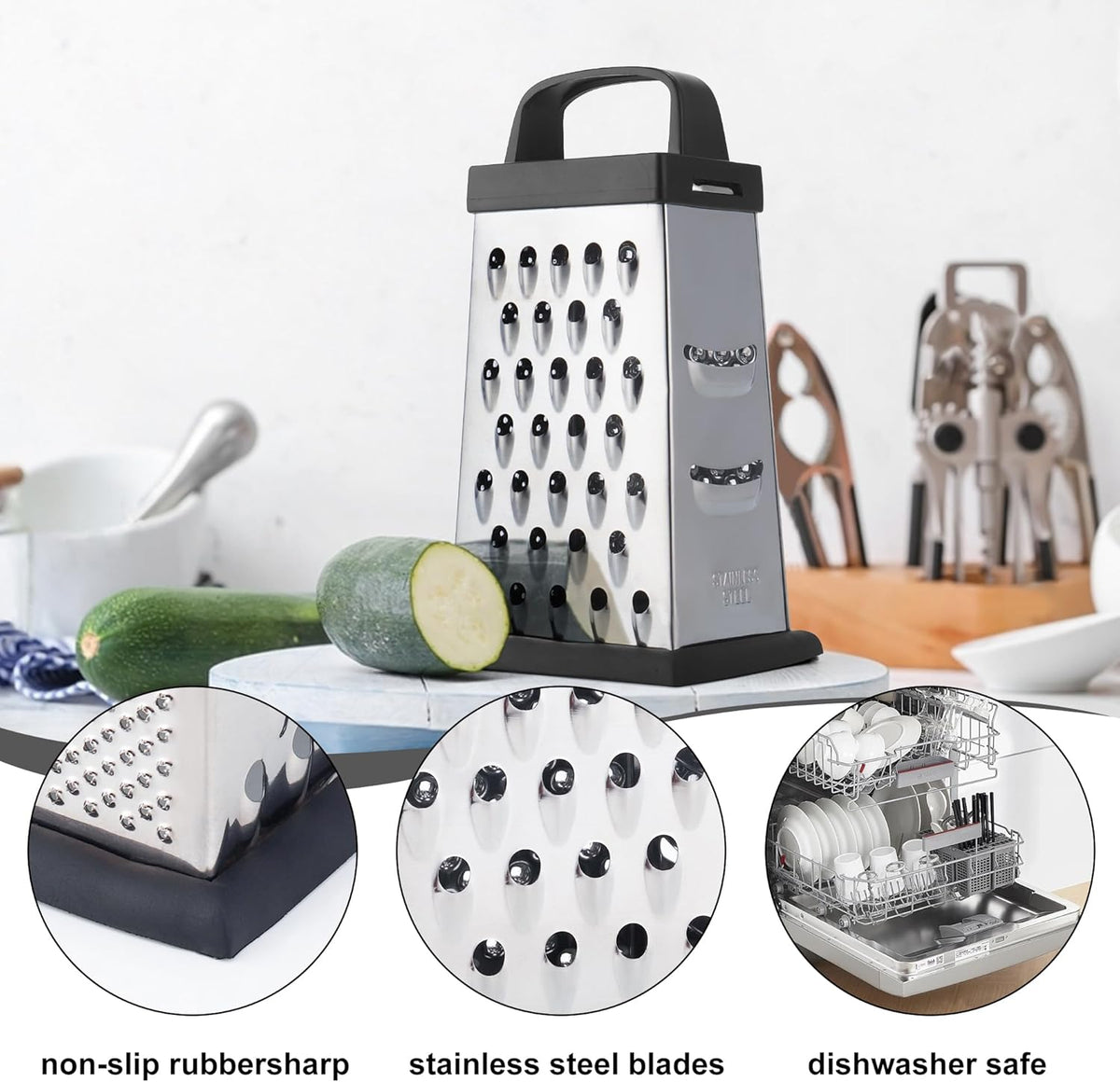 Kaishun Mini Cheese Grater,4-Sided Box Grater for Cheese, Vegetable & Fruit
