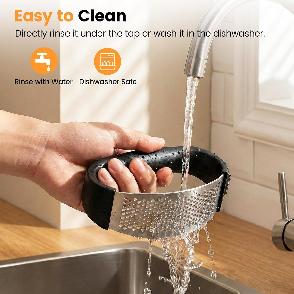 Garlic Press Rocker Set with Garlic Peeler & Cleaning Brush,Stainless Steel Garlic Mincer Crusher,Easy Kitchen Gadget for Effortless Smashing,Kitchen Essentials,Home and Kitchen Utensils Accessories