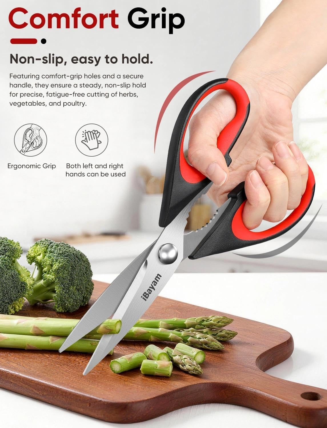 iBayam Kitchen Scissors Shears All Purpose Heavy Duty, Protective Sheath