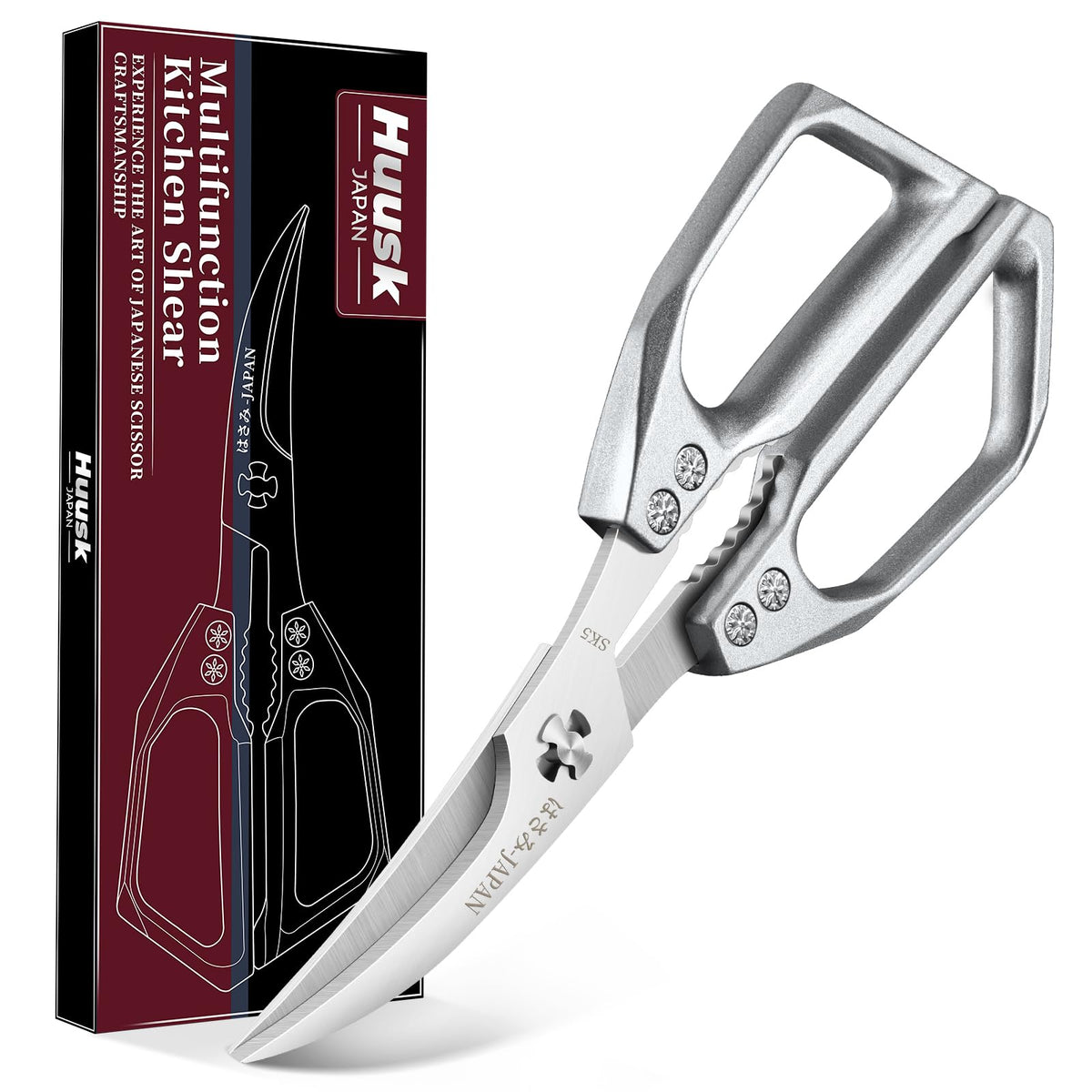 Huusk Kitchen Scissors for Food, Japanese Steel Kitchen Shears All Purpose