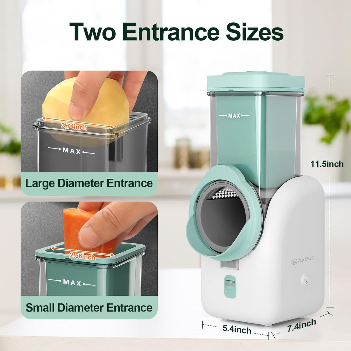 Upgraded 8-in-1 Electric Cheese Grater & Electric Cheese Shredder with 8 Interchangeable Blades for Cheese, Vegetables, Fruits and Nuts