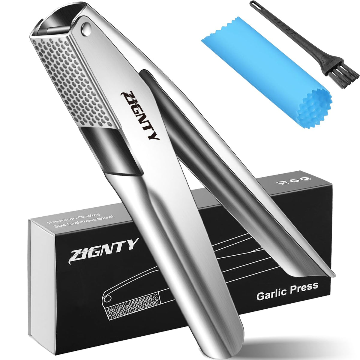 Garlic Press Stainless Steel, Garlic Mincer Tool No Need to Peel
