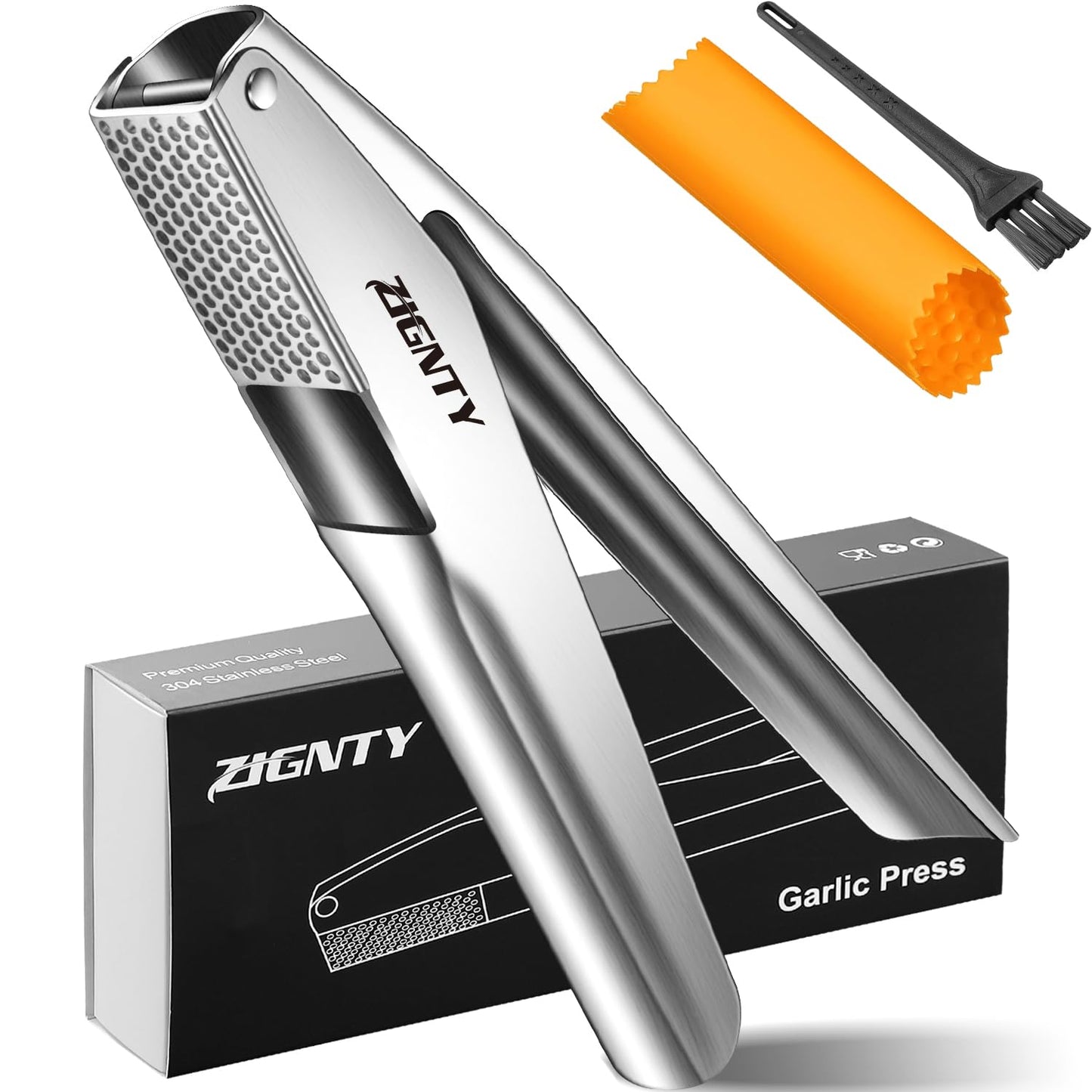 Garlic Press Stainless Steel, Garlic Mincer Tool No Need to Peel