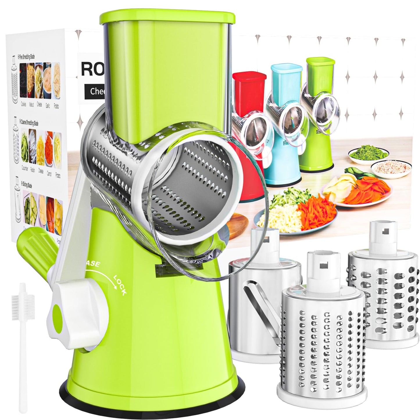 Cambom Rotary Cheese Grater Hand Crank Cheese Shredder, Black