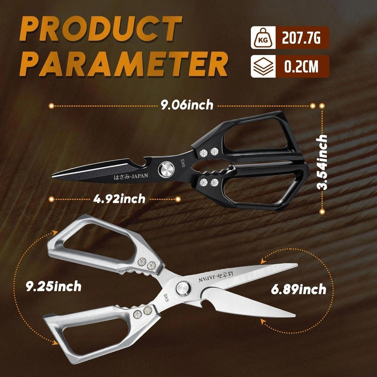 Huusk Kitchen Shears Set, Japanese Steel Kitchen Scissors for Food