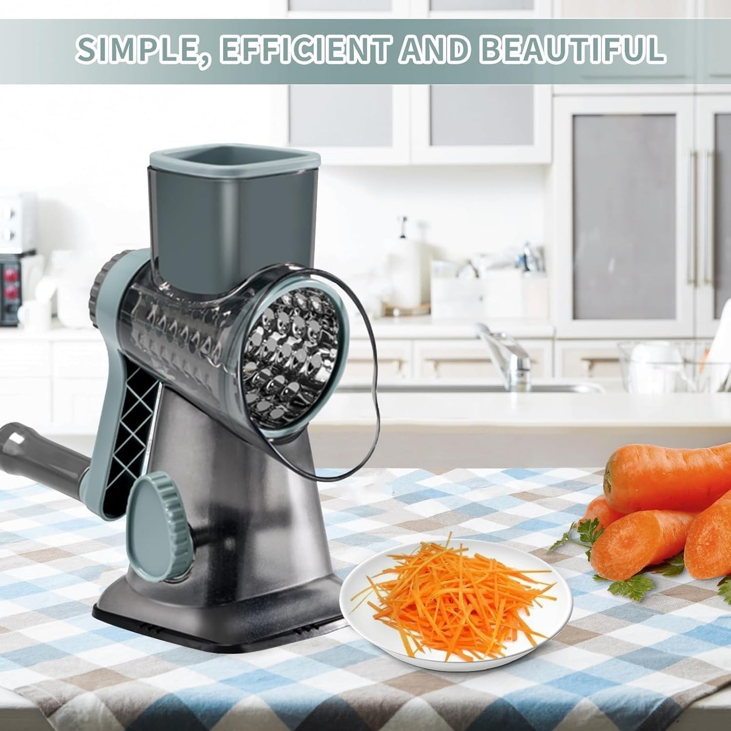 Cheese Grater with Handle,Multifunctional Rotary Cheese Grater