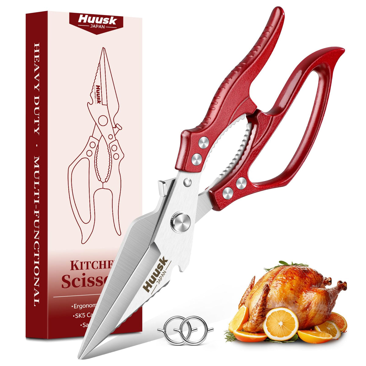 Huusk Kitchen Scissors Set Heavy Duty, All Purpose Japanese Poultry Shears