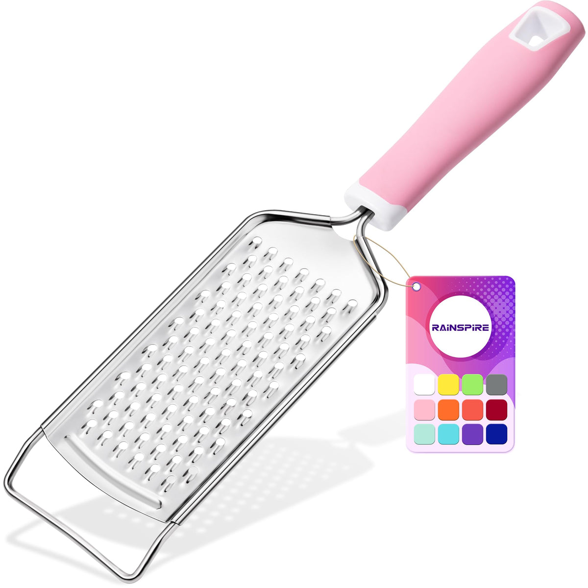 Rainspire Professional Cheese Graters for Kitchen Stainless Steel Handheld, Metal Lemon Zester Grater With Handle For Cheese, Chocolate, Spices, Kitchen Gadgets And Tools, Soft Grip Handle, Black