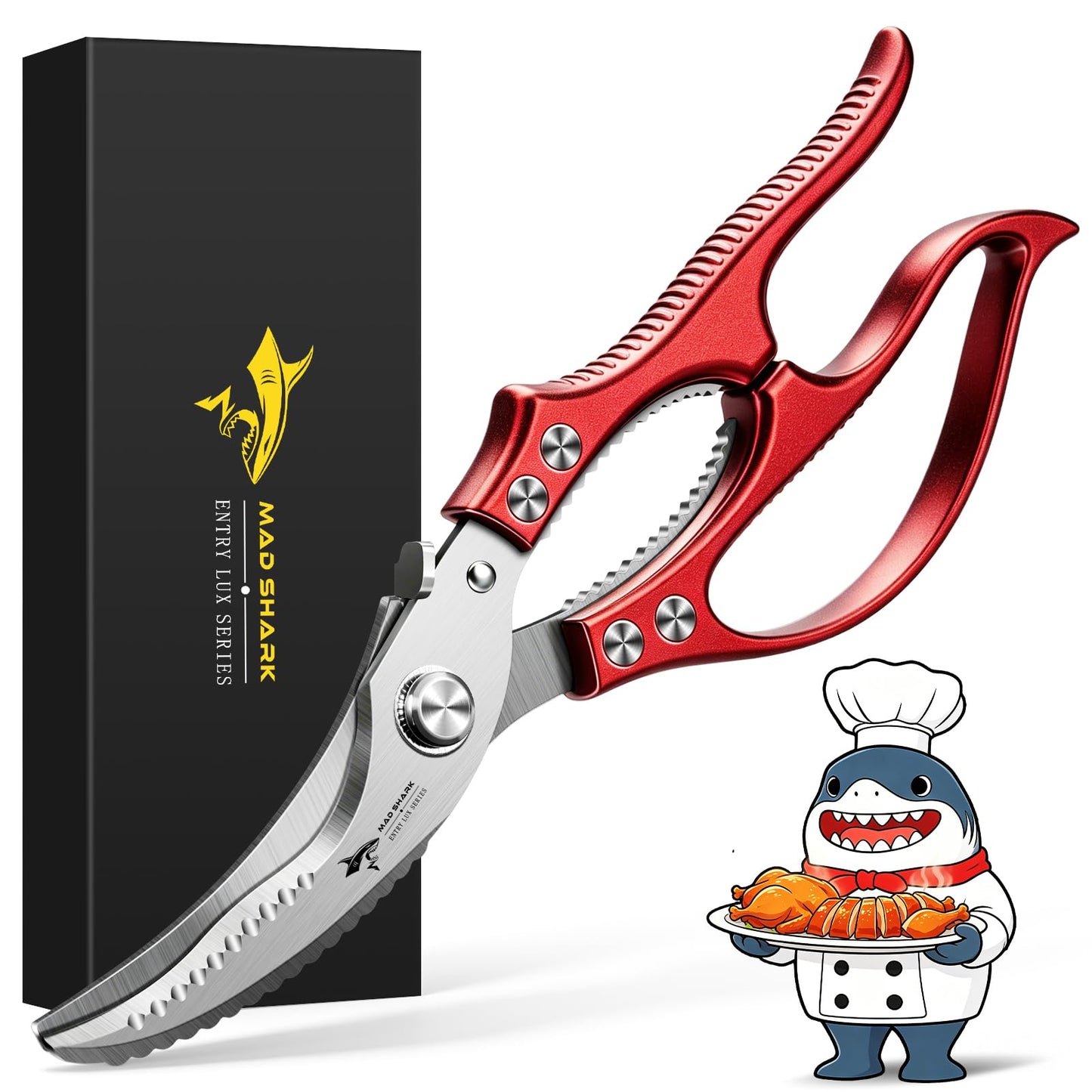 MAD SHARK Heavy Duty Poultry Shears,Spring Loaded Kitchen Shears,Dishwasher