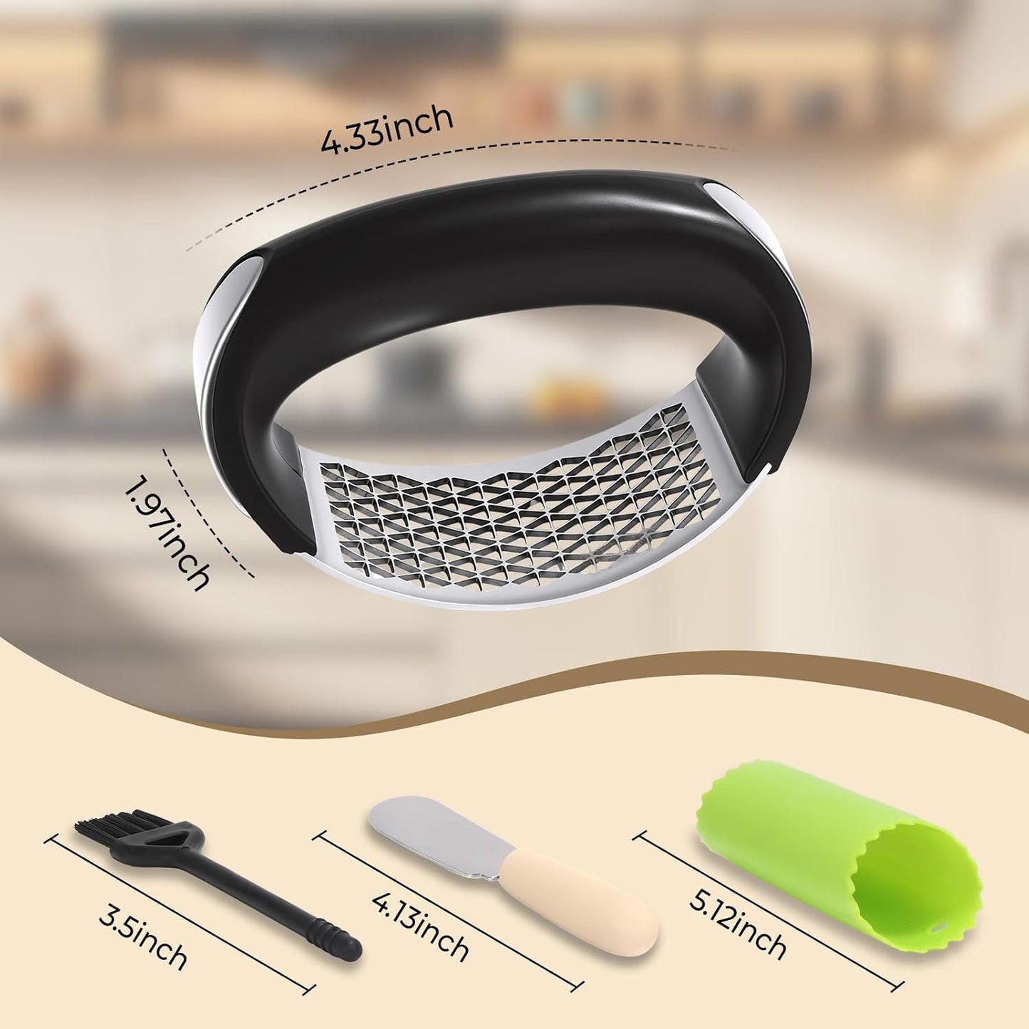 Garlic Press Rocker, Stainless Steel with Triangular Holes