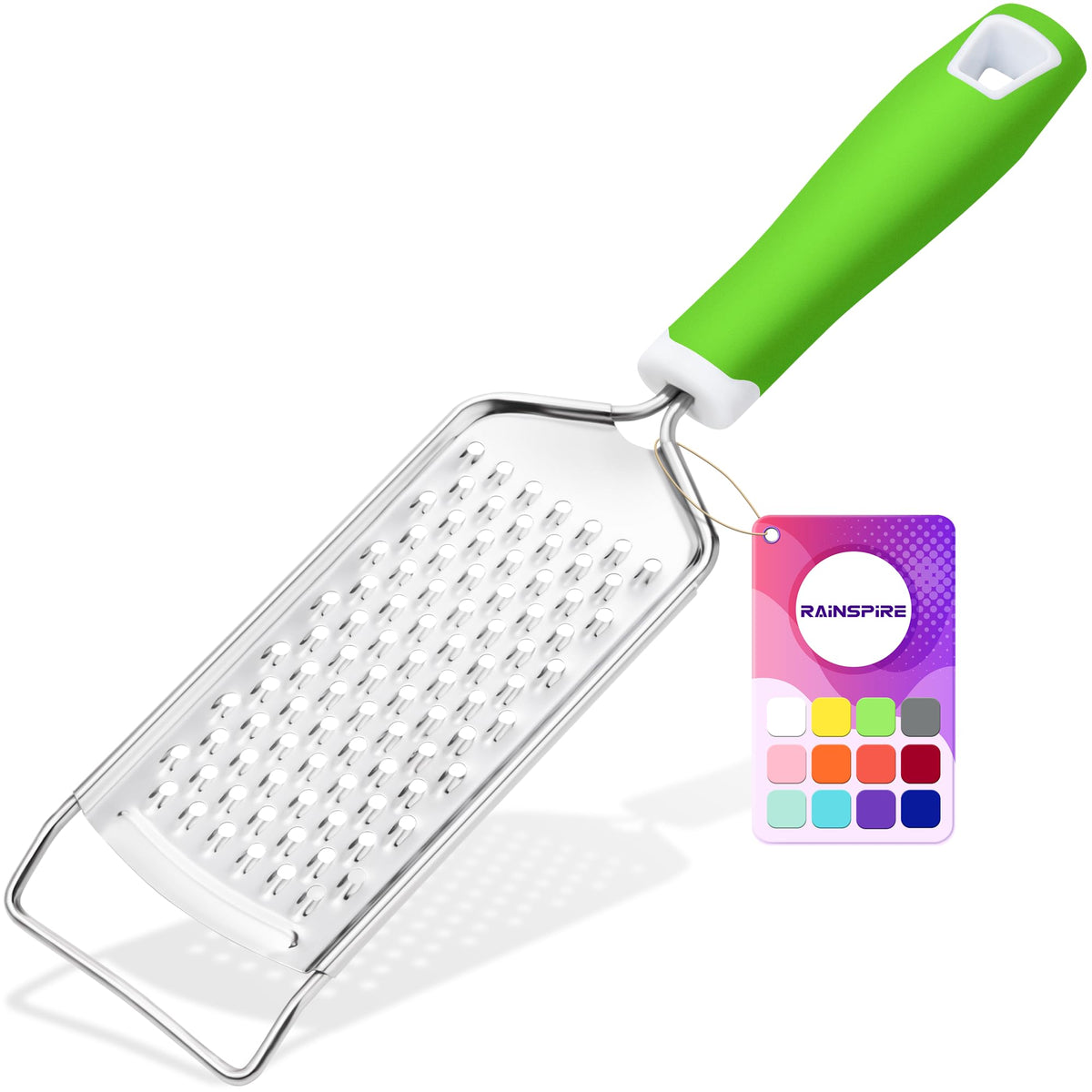 Rainspire Professional Cheese Graters for Kitchen Stainless Steel Handheld, Metal Lemon Zester Grater With Handle For Cheese, Chocolate, Spices, Kitchen Gadgets And Tools, Soft Grip Handle, Black