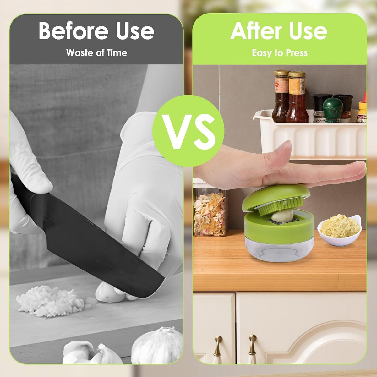 2Pcs Garlic Presses, Garlic Chopper for Garlic Ginger Fruit