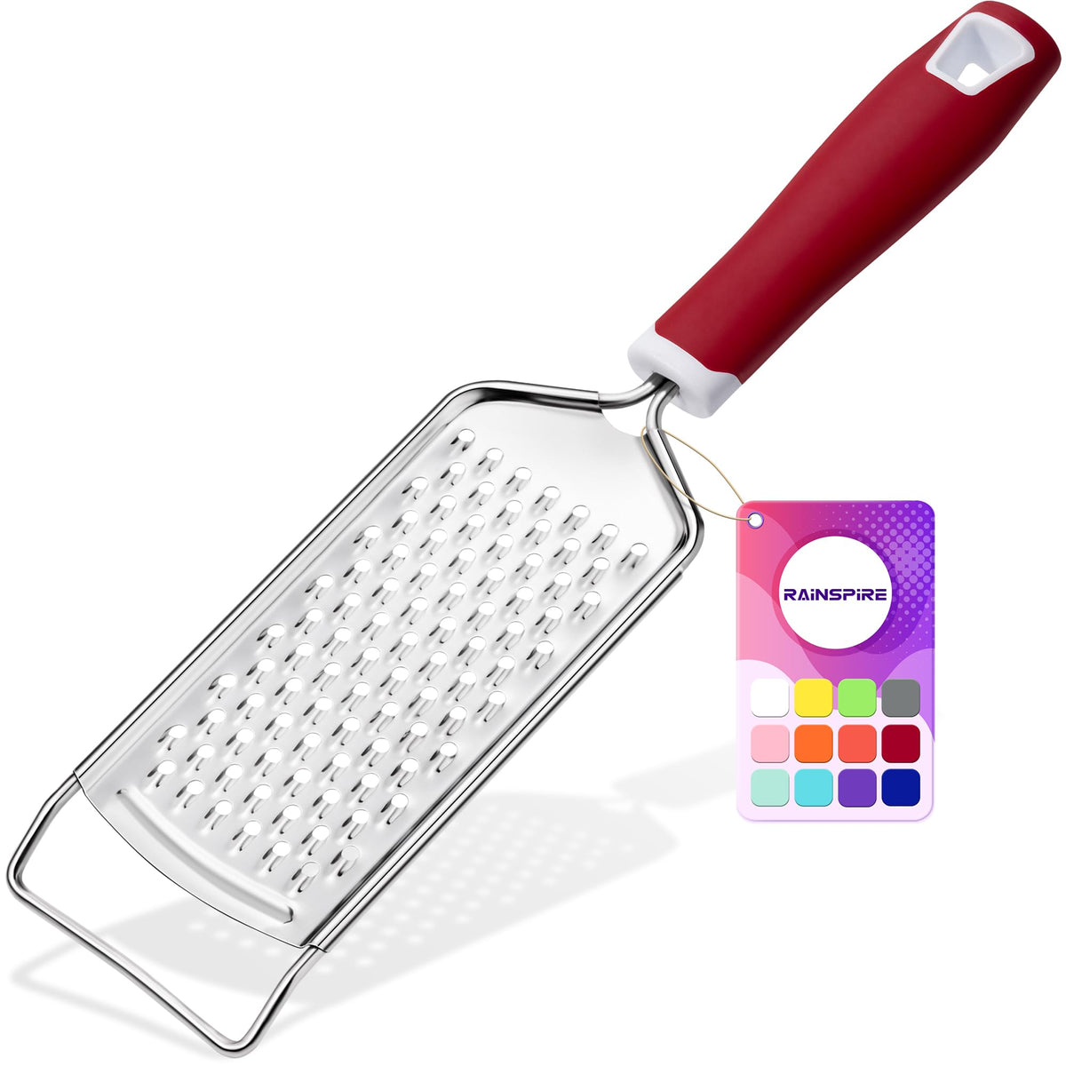 Rainspire Professional Cheese Graters for Kitchen Stainless Steel Handheld, Metal Lemon Zester Grater With Handle For Cheese, Chocolate, Spices, Kitchen Gadgets And Tools, Soft Grip Handle, Black
