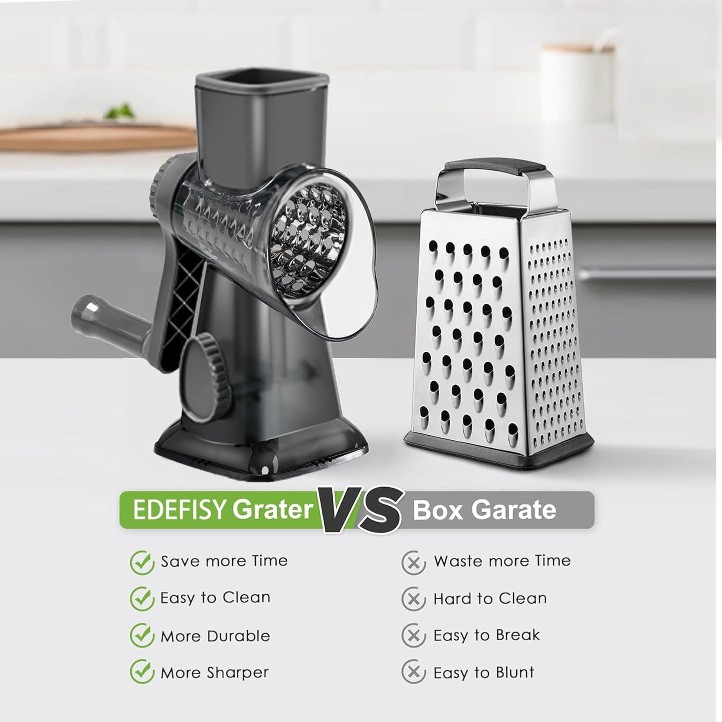 Cheese Grater Hand Crank Rotary Vegetables Shredder with Handle
