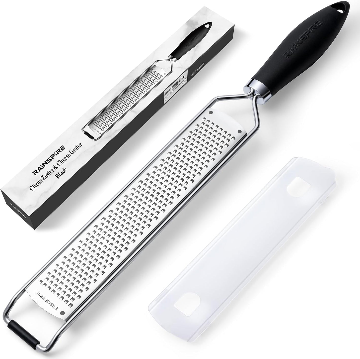 304 Stainless Steel Citrus Lemon Zester Spice Ginger Garlic Grater Black