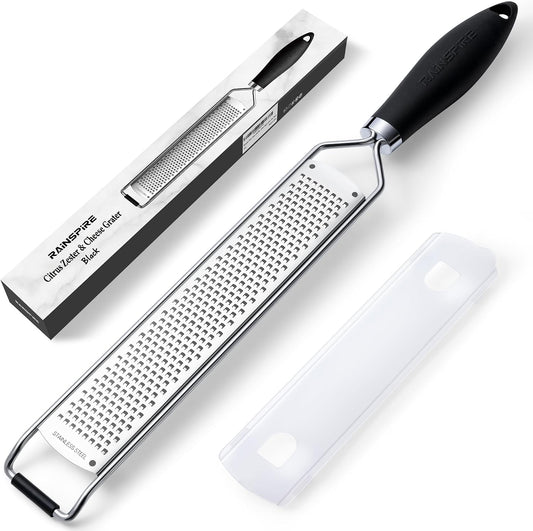 304 Stainless Steel Citrus Lemon Zester Spice Ginger Garlic Grater Black
