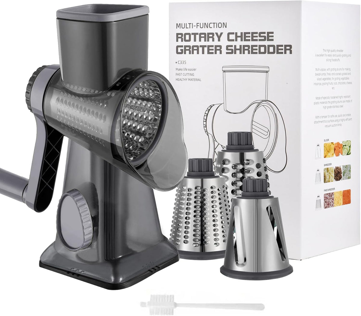Cheese Grater Hand Crank Rotary Vegetables Shredder with Handle