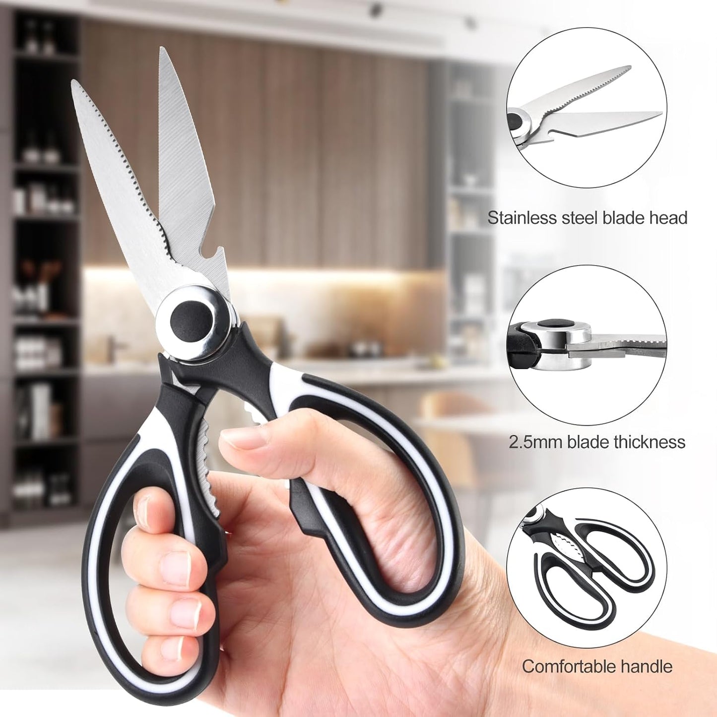 OMDAR 3 Pack Kitchen Scissors & Seafood Scissors Set, Sharp Kitchen Shears