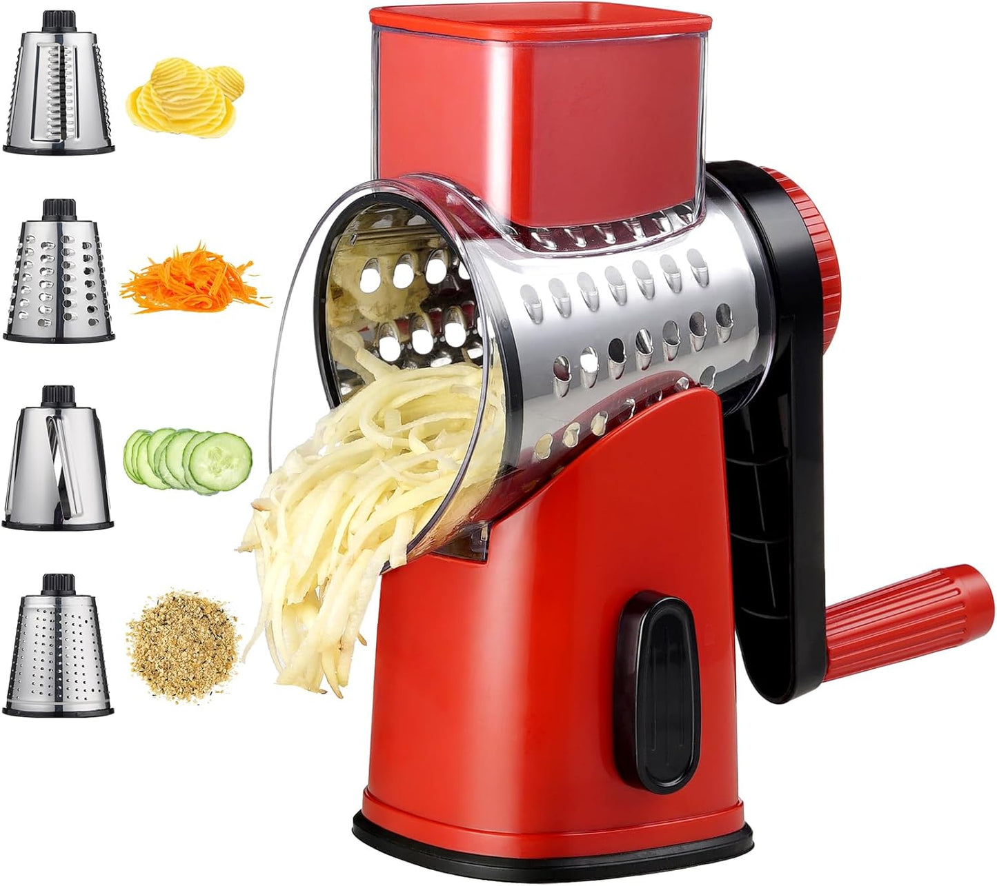 Rotary Hand Crank Cheese Grater,Cheese Shredder Vegetable Slicer(Red)