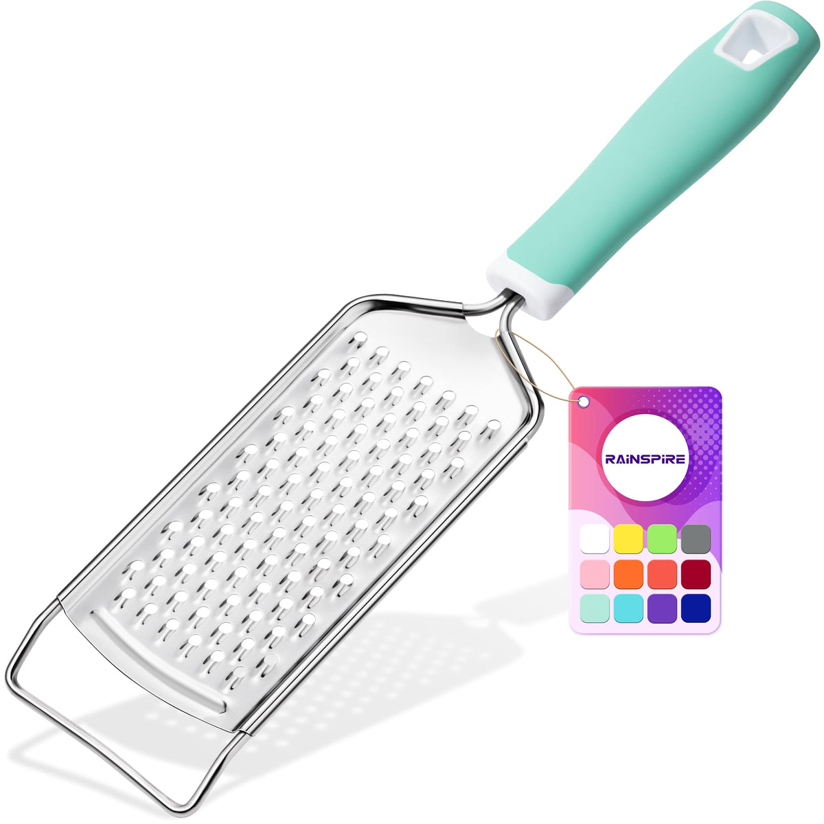 Rainspire Professional Cheese Graters for Kitchen Stainless Steel Handheld, Metal Lemon Zester Grater With Handle For Cheese, Chocolate, Spices, Kitchen Gadgets And Tools, Soft Grip Handle, Black
