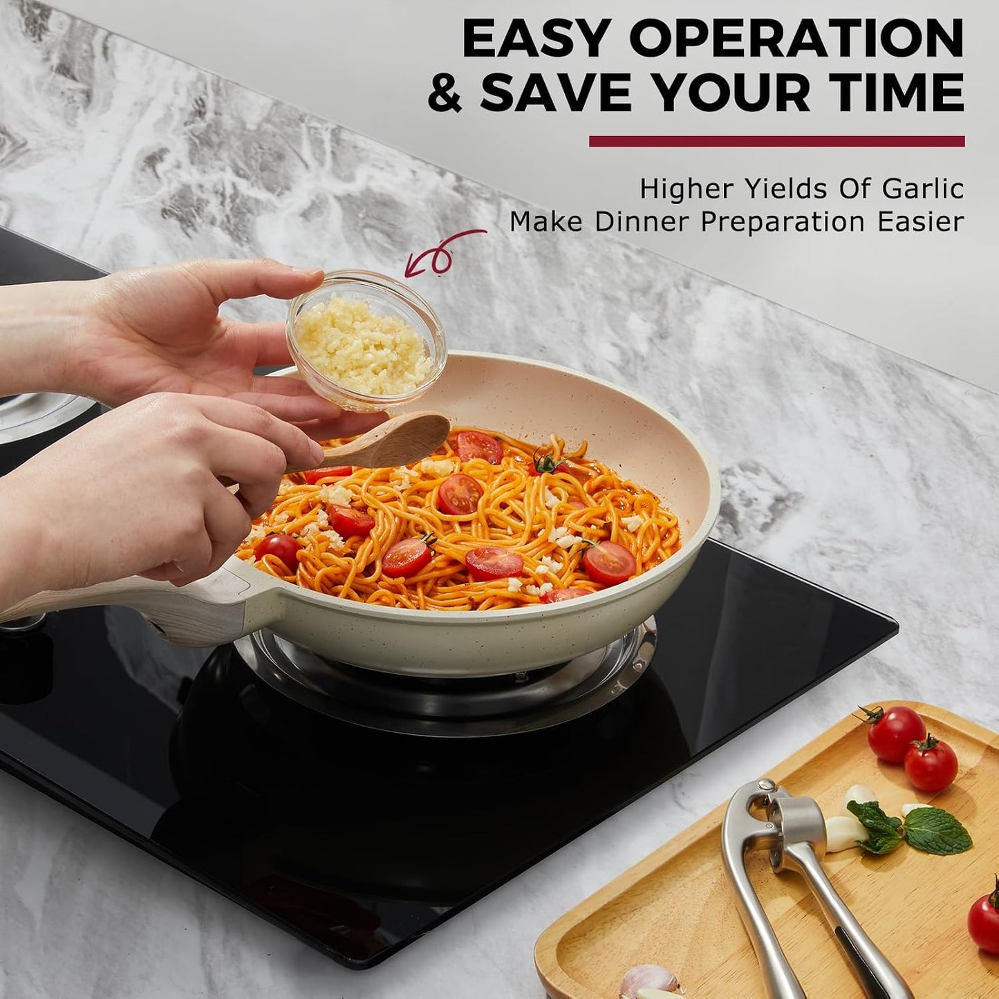 Kitessensu High Effective Garlic Press With Studs, Heavy Duty Garlic Mincer, Easy to Squeeze and Clean, Rust Proof, Ginger Crusher- Imperial Silver