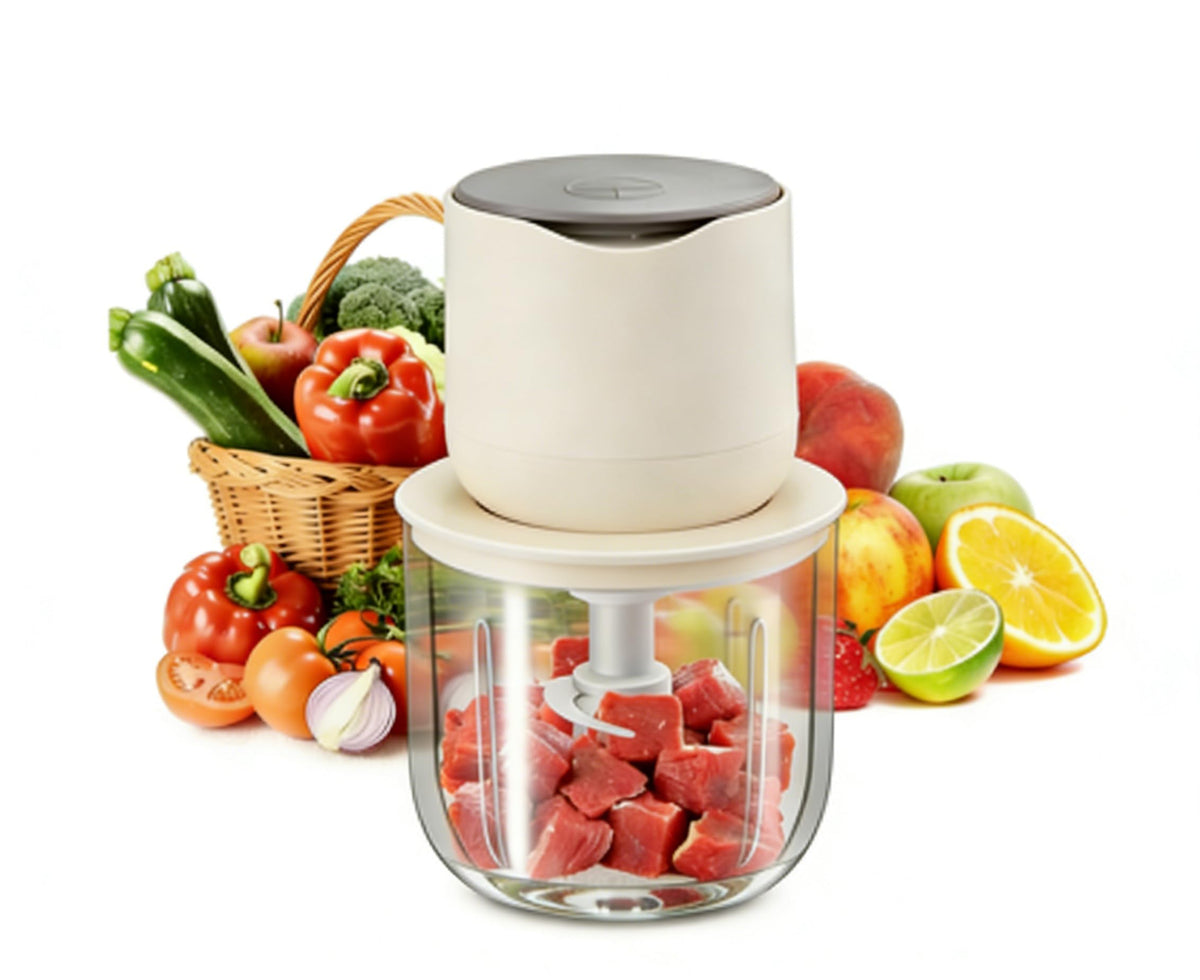 Electric Garlic Chopper 250ML, Mini USB Rechargeable Veggie Chopper, Cordless Garlic Mincer Onion Chopper Food Chopper for Ginger Chili Meat Sauce, Wireless Food Processor, White