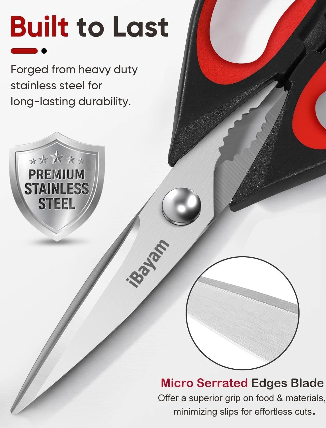 iBayam Kitchen Scissors Shears All Purpose Heavy Duty, Protective Sheath