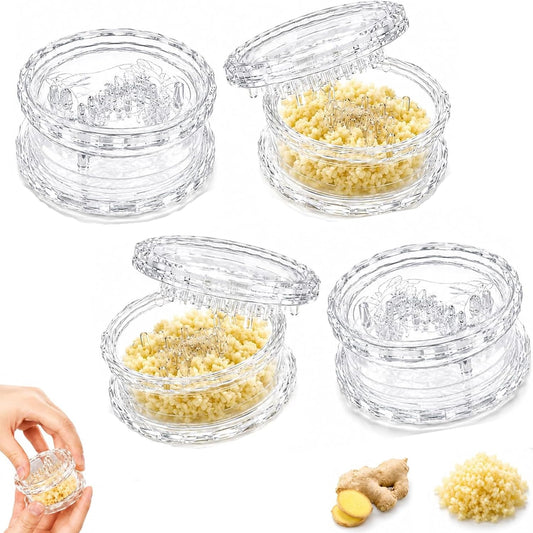 4 Pcs Garlic Presses Clear Plastic Garlic Grinder and Mincer Tool Dishwasher Safe & Easy for Kitchen