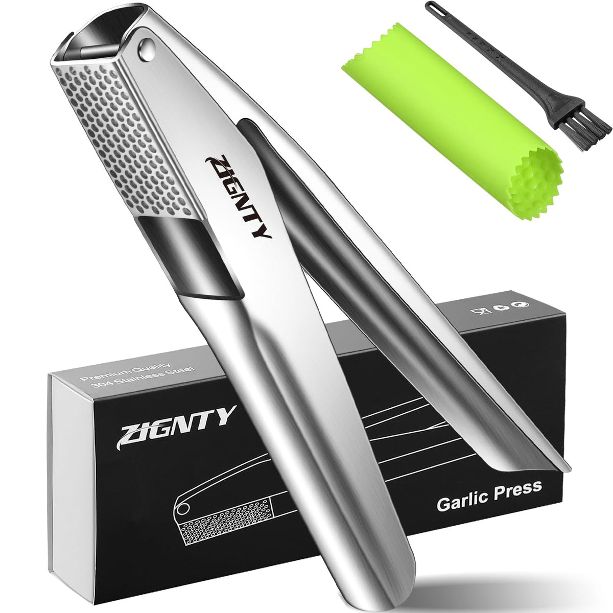 Garlic Press Stainless Steel, Garlic Mincer Tool No Need to Peel