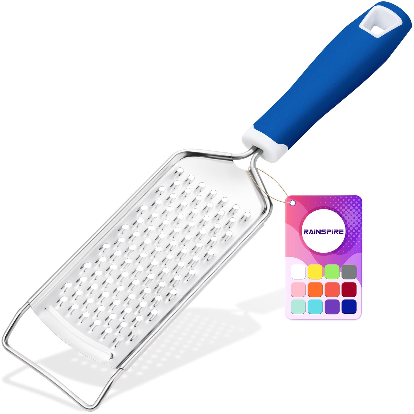 Rainspire Professional Cheese Graters for Kitchen Stainless Steel Handheld, Metal Lemon Zester Grater With Handle For Cheese, Chocolate, Spices, Kitchen Gadgets And Tools, Soft Grip Handle, Black