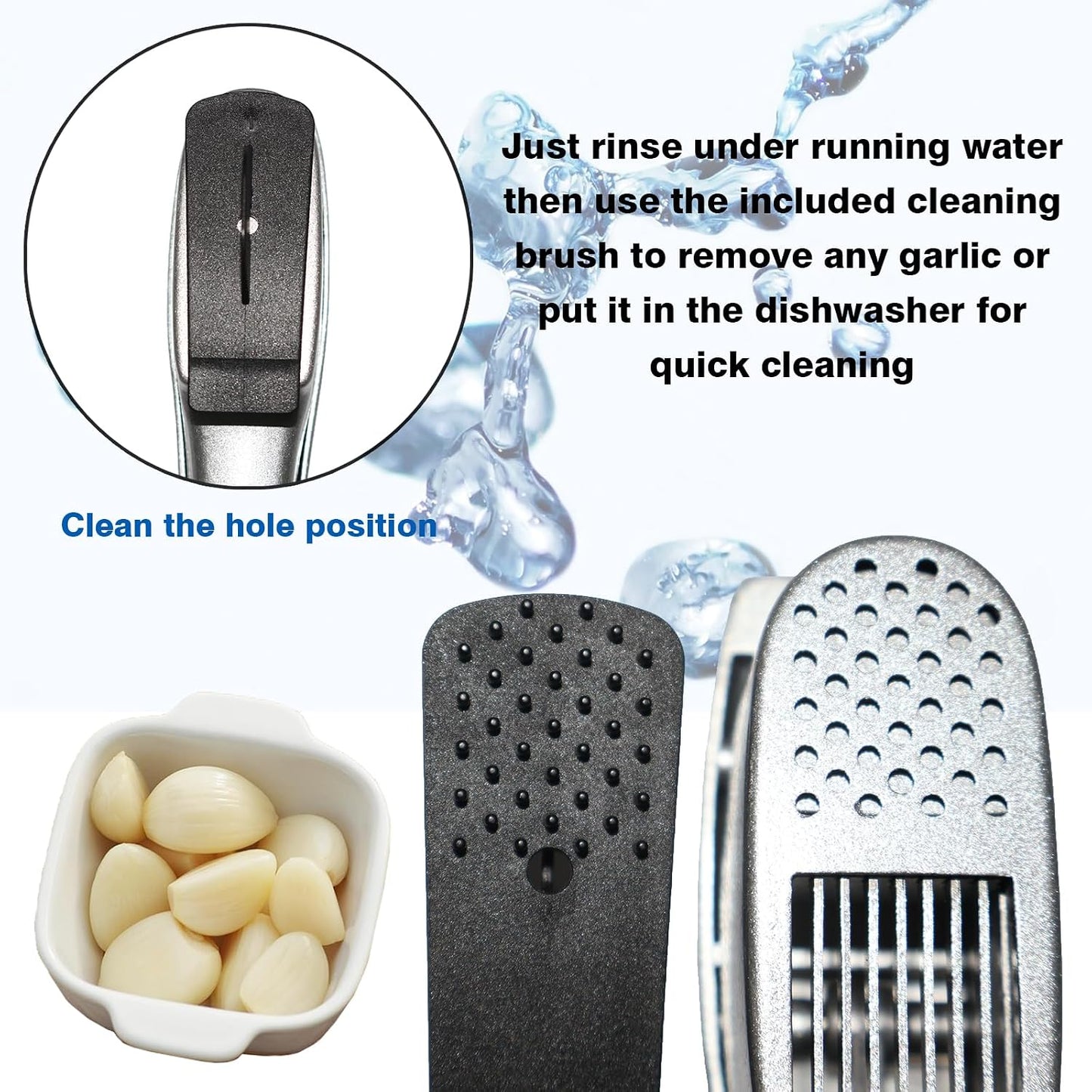 2-in-1 Garlic Press and Slicer, Handle Kitchen Tool for Home Cooking