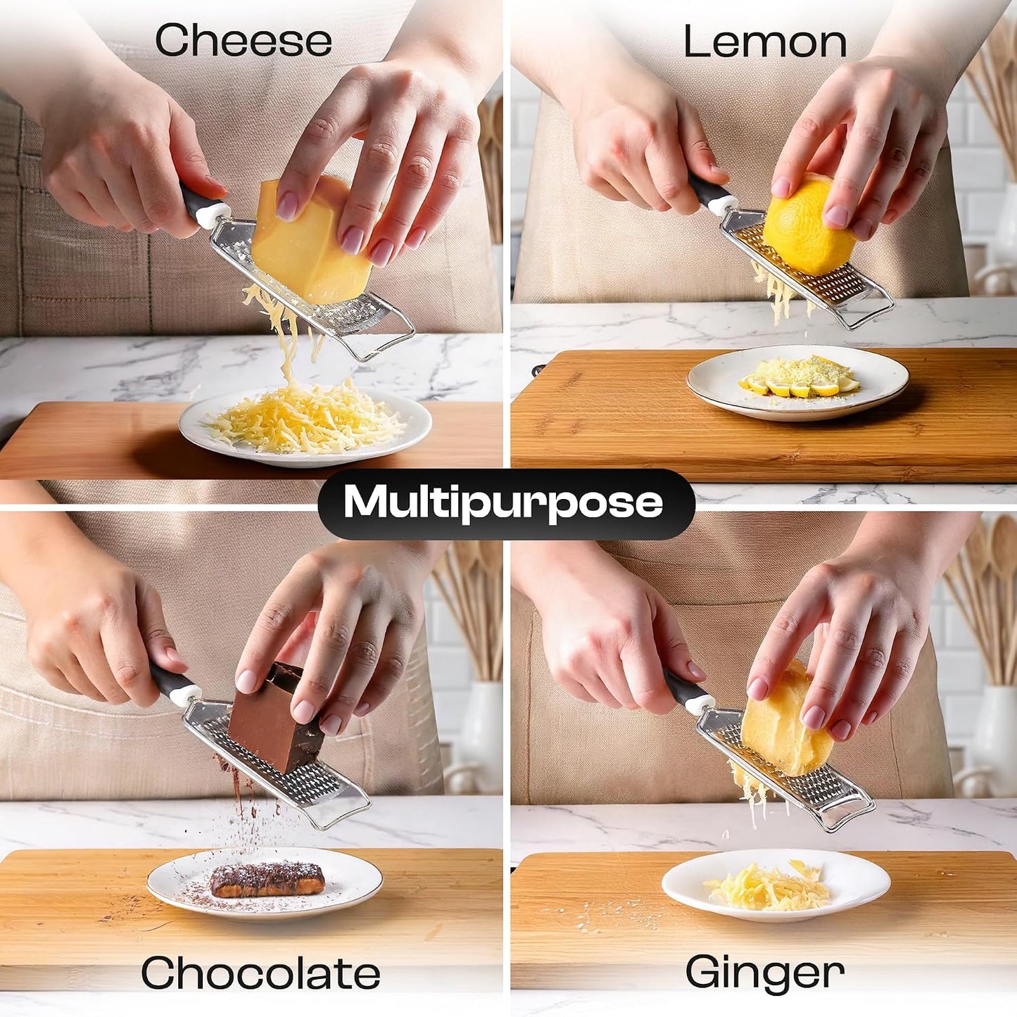 Handheld Cheese Grater & Cheese Shredder – Stainless Steel, Rust-Proof | Non-Slip Handle, Durable Flat Grater for Parmesan, Chocolate, Spices, Vegetables & More – Multi-Purpose & Easy to Clean
