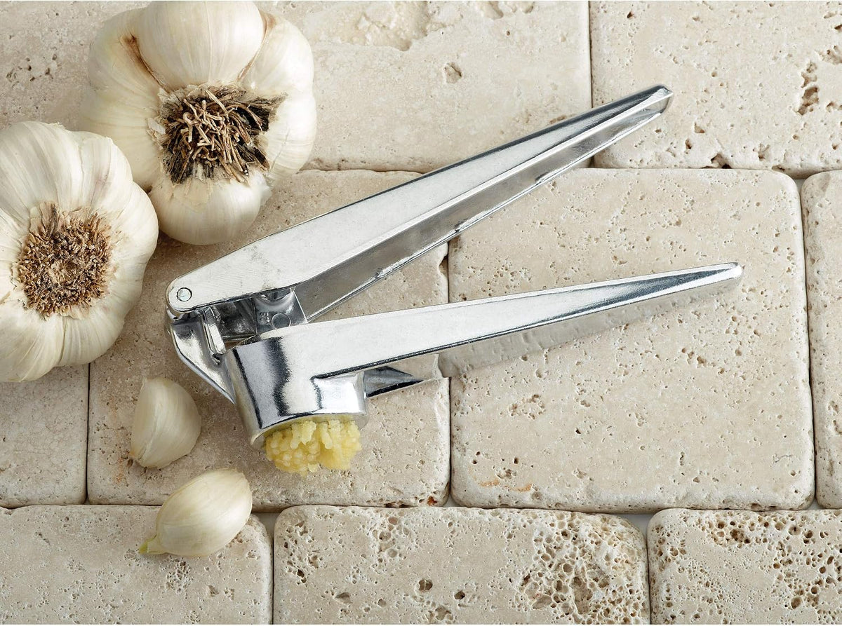 Fantes No-Peel, Self Cleaning Garlic Press, 6.25 x 1-Inches, the Italian Market Original since 1906