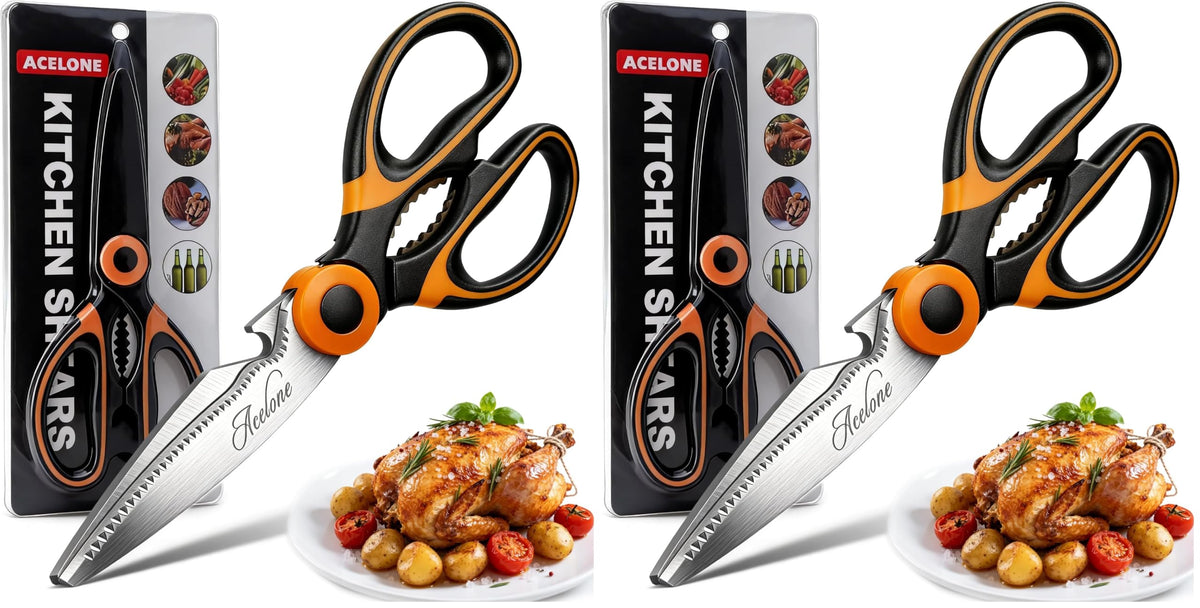Acelone Kitchen Shears,Premium Heavy Duty Shears Ultra Sharp Stainless Steel Multi-function Kitchen Scissors for Chicken/Poultry/Fish/Meat/Vegetables/Herbs/BBQ…