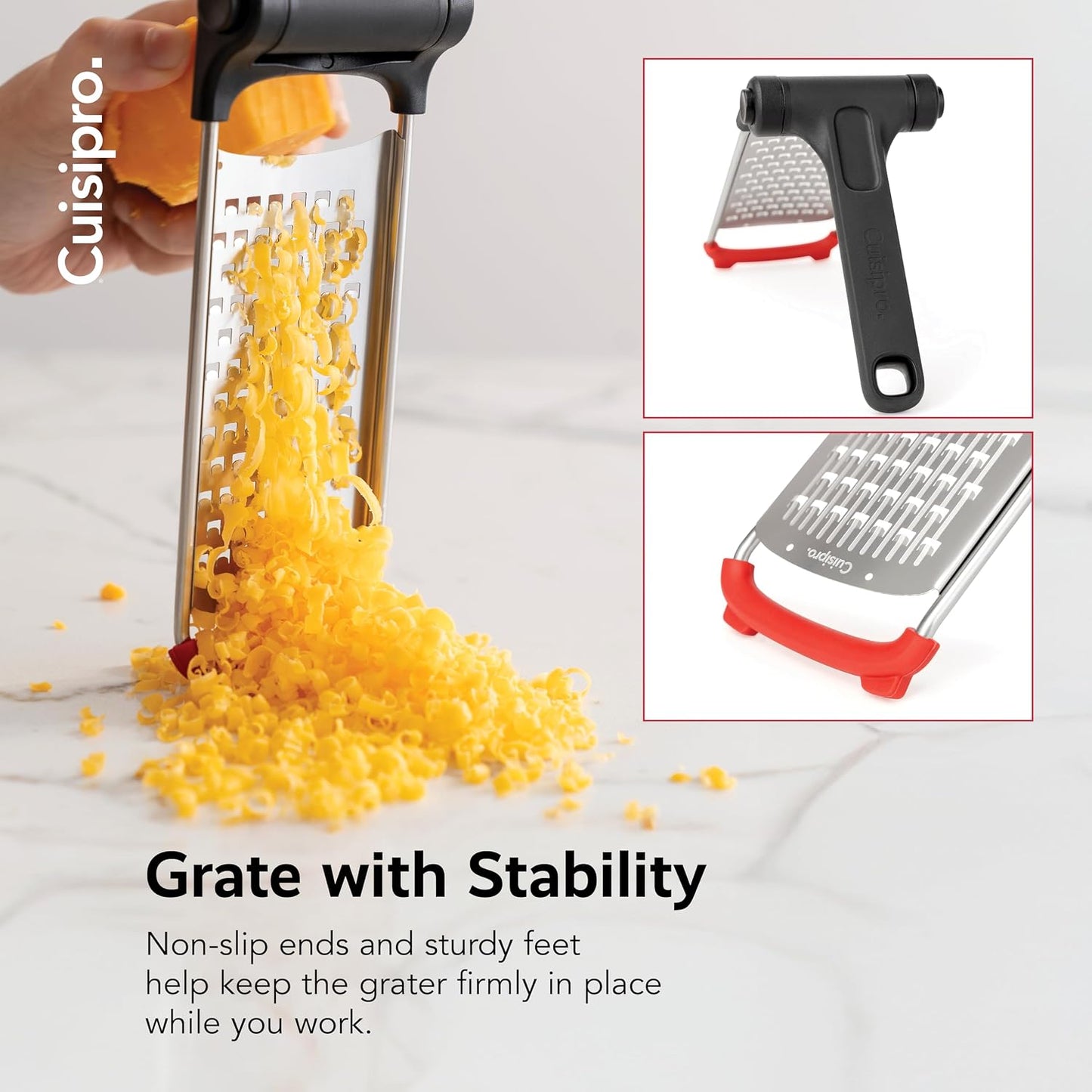 CUISIPRO Surface Glide Technology Stainless Steel Folding Handle Grater, Coarse