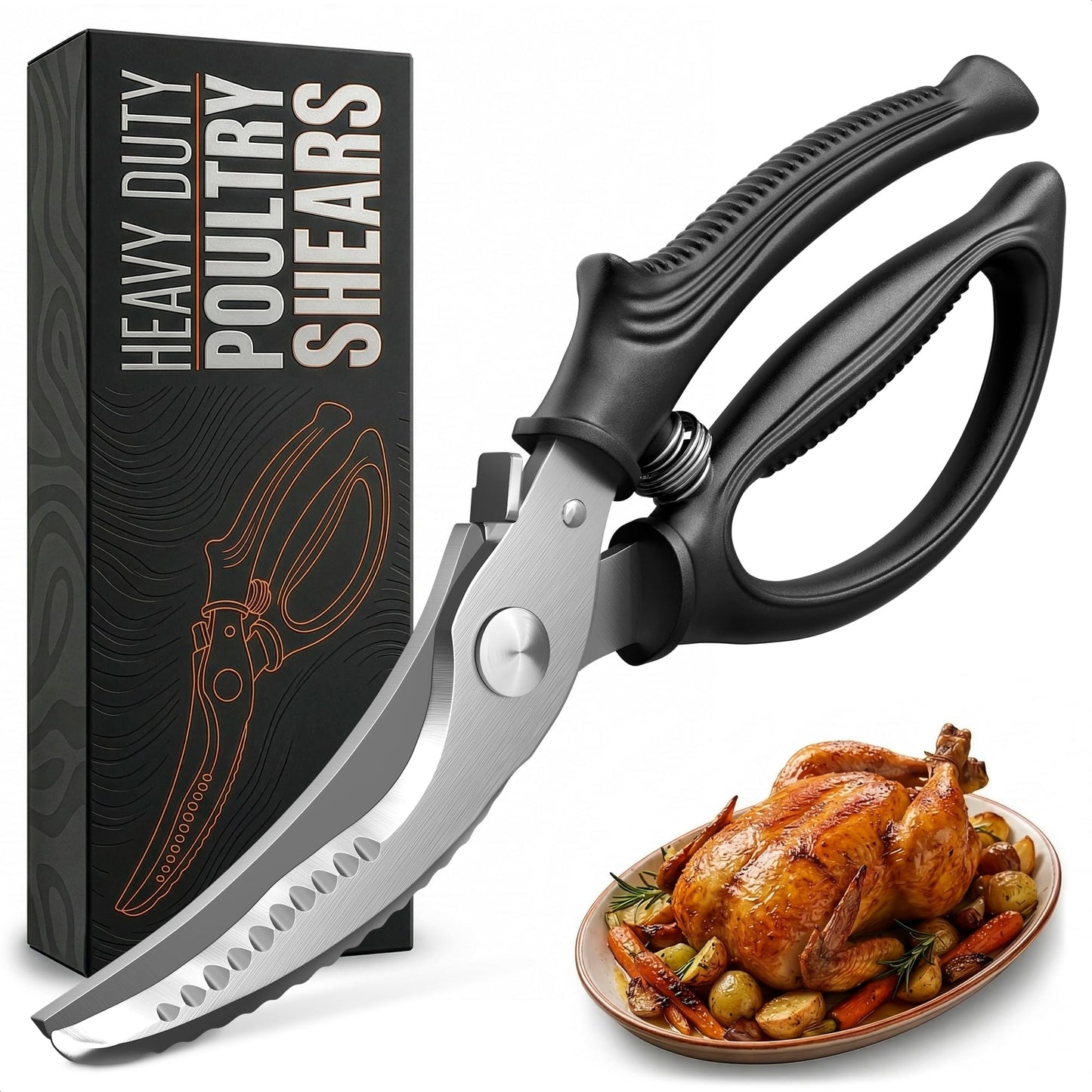 2 in 1 Kitchen Scissors for Food with Cutting Board, Safety Lock