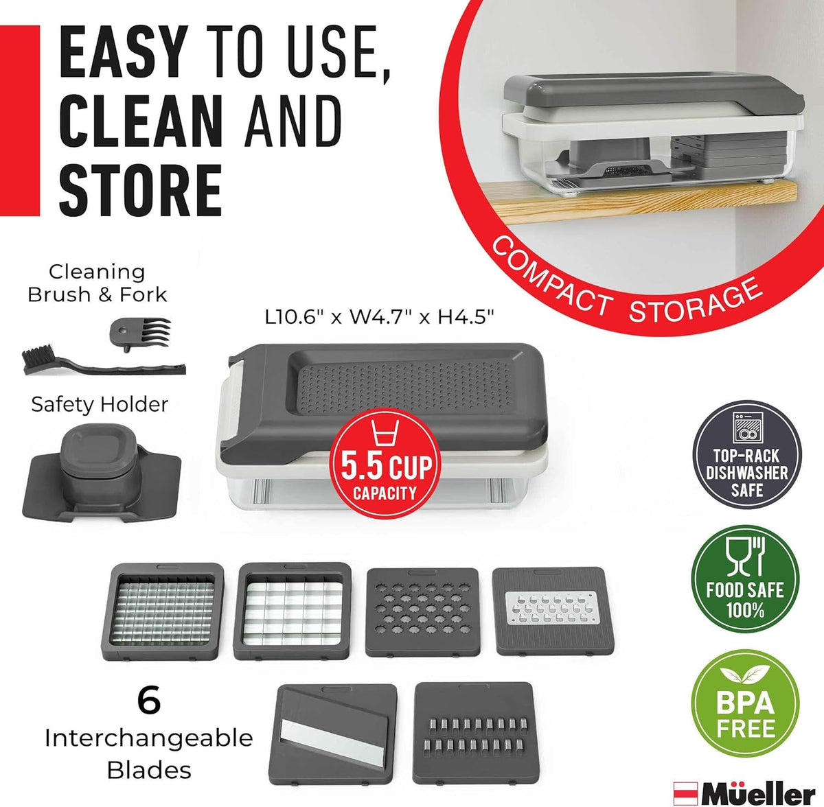 Mueller Vegetable Chopper Mandoline Slicer, Food Veggie Chopper