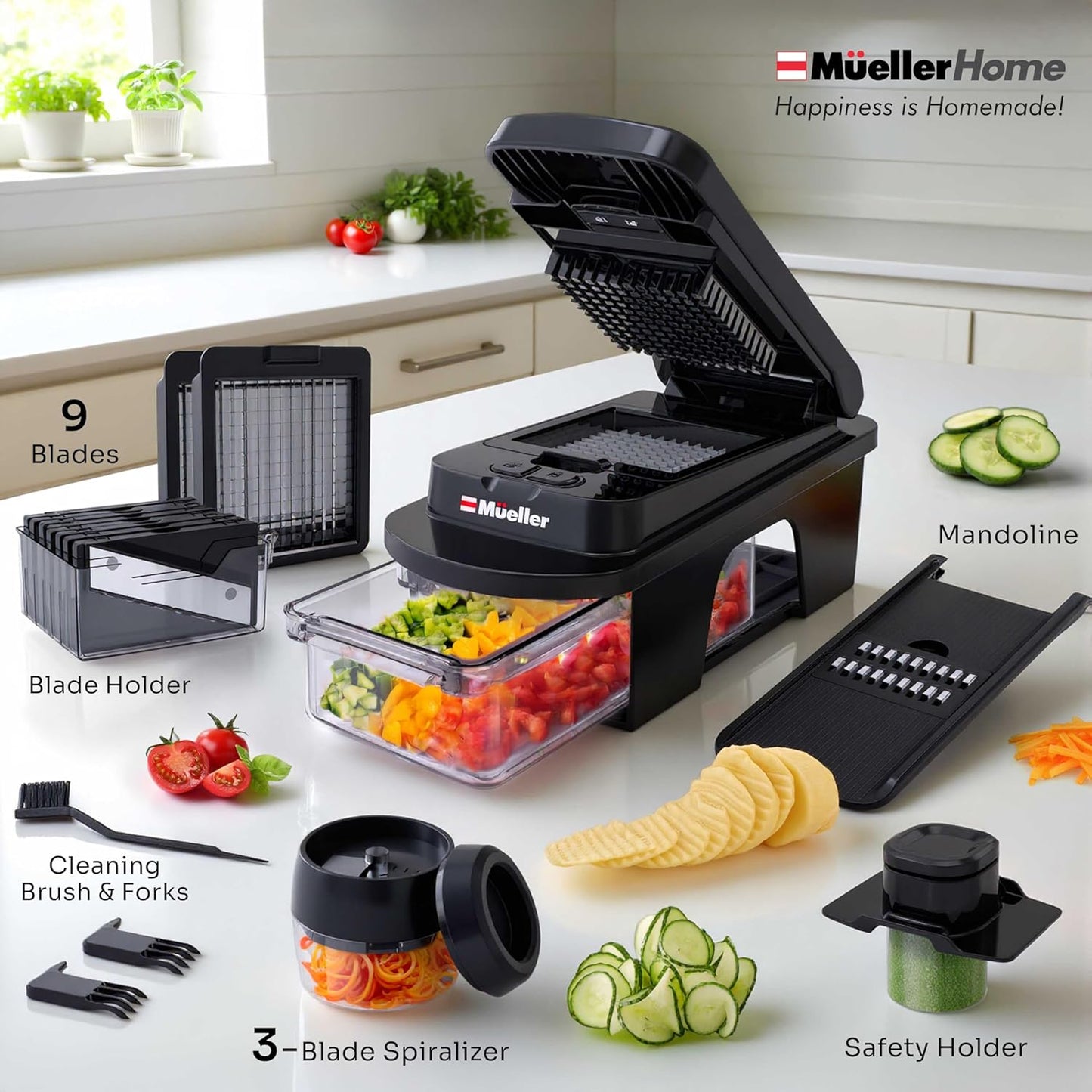 MUELLER HOME ULTIMATE 12 Blade Vegetable Chopper & Mandoline Slicer