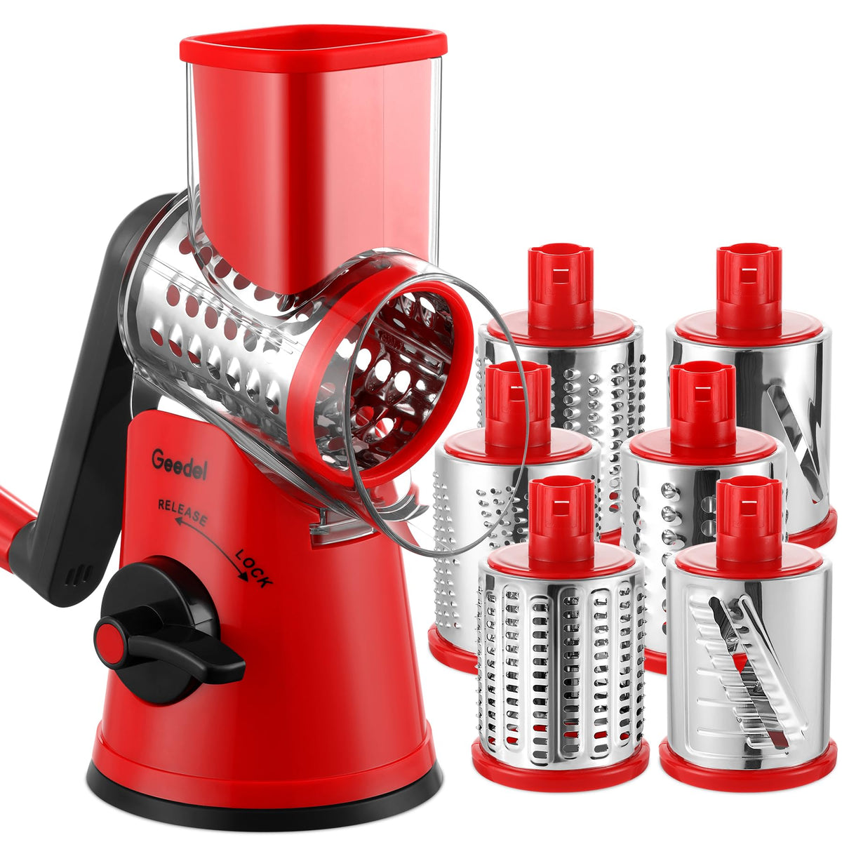 Geedel Rotary Cheese Grater Hand Crank, Cheese Shredder Vegetable Slicer