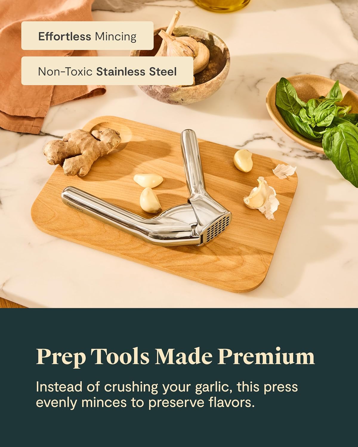 Caraway Stainless Steel Garlic Press