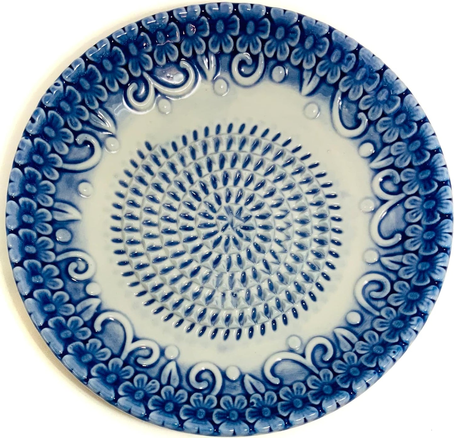 BonCera, Premium Ceramic Garlic Grater Plate Set - Blue Embossed