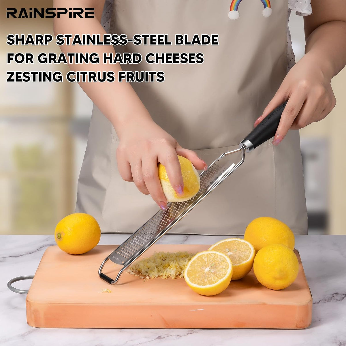 304 Stainless Steel Citrus Lemon Zester Spice Ginger Garlic Grater Black