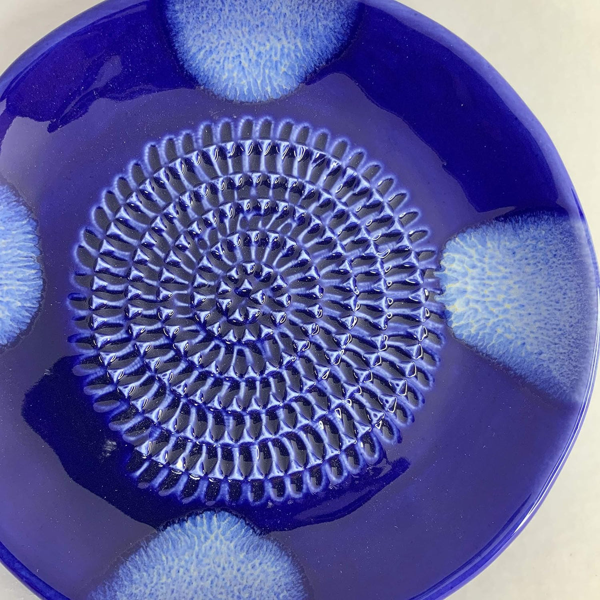 BonCera, Premium Ceramic Garlic Grater Plate Set - Blue Cross Glazed